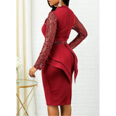 Clearance Plus Size Peplum Sequin Detail Dress